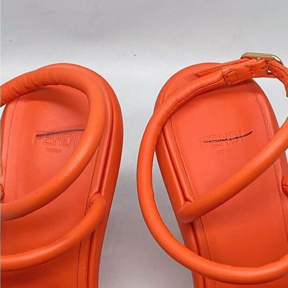 Fendi Baguette Ff Leather Strappy Sandal In Orange size 36.5 - Picture 9 of 14